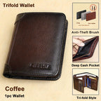 1pc Genuine Leather Rfid BlocWallets For Men, Retro Thin Short Multi-functional ID Credit Card Holder, Gifts To Men On Valentine's Day