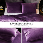 Ivellow Velvet Duvet Cover Queen Purple Velvet Queen Duvet Cover Comforter Cover 3Pcs Ultra Soft Duvet Cover Breathable Solid Luxury Flannel Velour Duvet Cover Zipper Closure Corner Tie