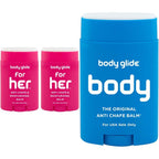 BodyGlide For Her Anti Chafe Balm: anti chafing stick. Prevent rubbing leading to chafing, raw skin, and irritation: 1.5oz-2pack &amp; Body Glide Original Anti-Chafe Balm