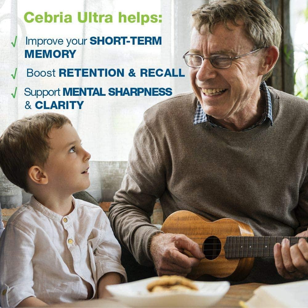Cebria Ultra Brain Supplement for Men, Women & Seniors – Safe and Effective Memory Supplement for Retention, Recall & Age-Related Memory Loss (180 Count)