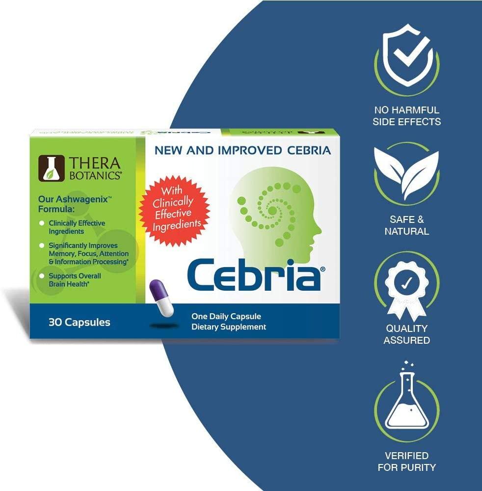 Cebria Ultra Brain Supplement for Men, Women & Seniors – Safe and Effective Memory Supplement for Retention, Recall & Age-Related Memory Loss (180 Count)
