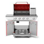 Propane Grill 48000 BTU 4-Burner Heat Thermometer Warming Rack  Steel
