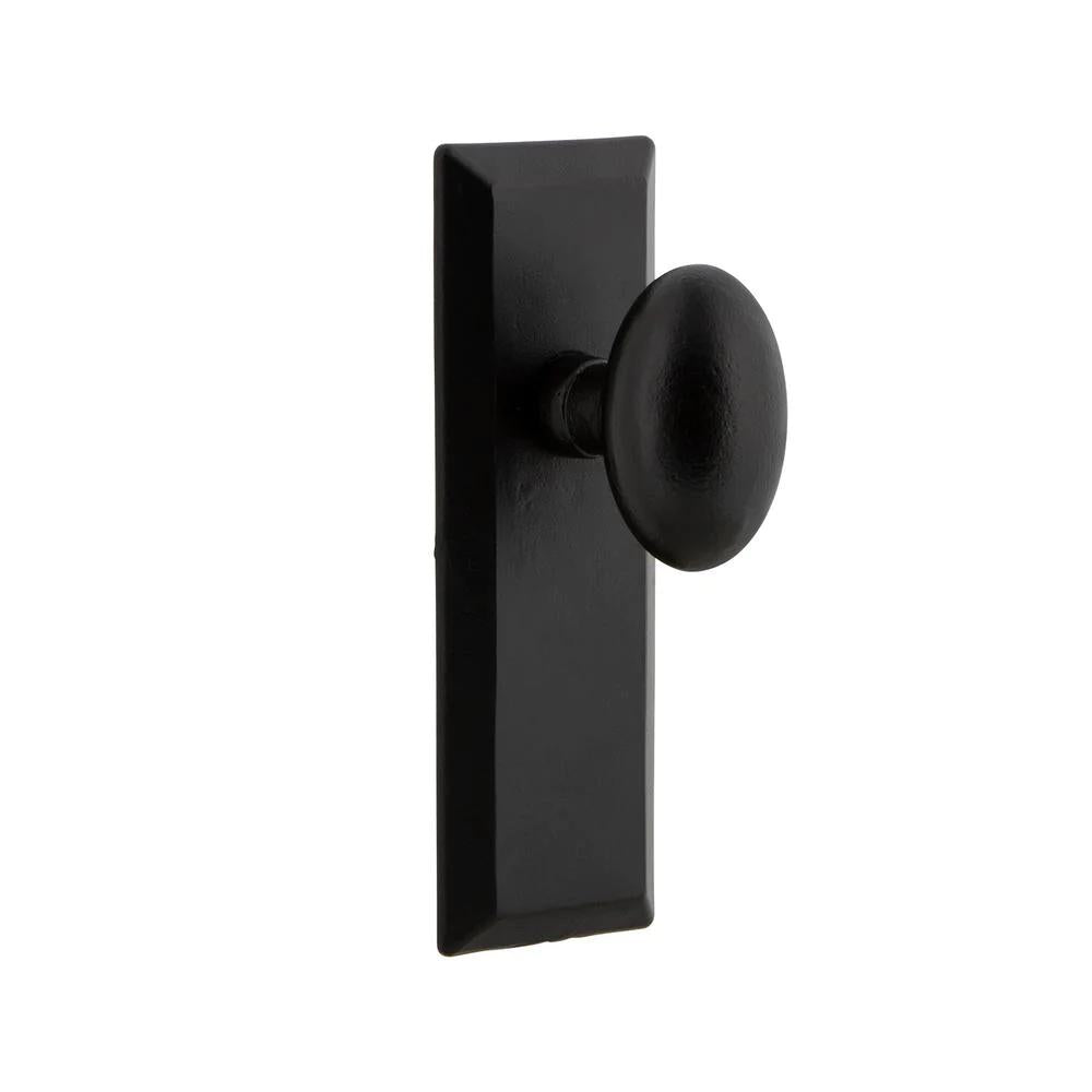 Keep Plate 2-3/8 in. Backset Black Iron Privacy Bed/Bathwith Right-Handed AEG Door Knob