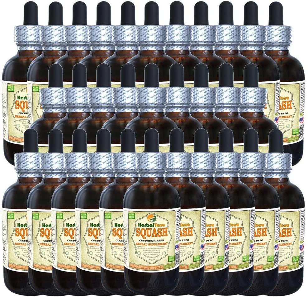 Squash (Cucurbita) Tincture, Organic Seeds Liquid Extract (Brand Name: HerbalTerra, Proudly Made in USA) 30x2 fl.oz (30x60 ml)