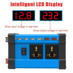 400W Power Inverter: DC 12V to AC 110V with 2 Universal Sockets, 4 USB Chargers &amp; LED Display