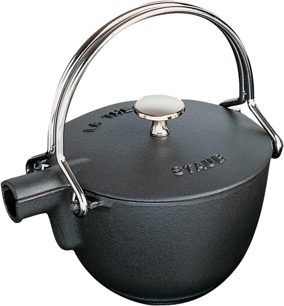 Staub Cast Iron 1-qt Round Tea Kettle - Matte Black, Made in France