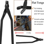 Extra Starter Blacksmith Tongs Set  Replacement Tongs, Includes Spike Tongs, Flat Jaw Tongs, Bolt Tongs, Pick-up Tongs, Hook Jig-Superior Blacksmith Tongs Black(8 PCS)