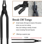 Extra Starter Blacksmith Tongs Set  Replacement Tongs, Includes Spike Tongs, Flat Jaw Tongs, Bolt Tongs, Pick-up Tongs, Hook Jig-Superior Blacksmith Tongs Black(8 PCS)