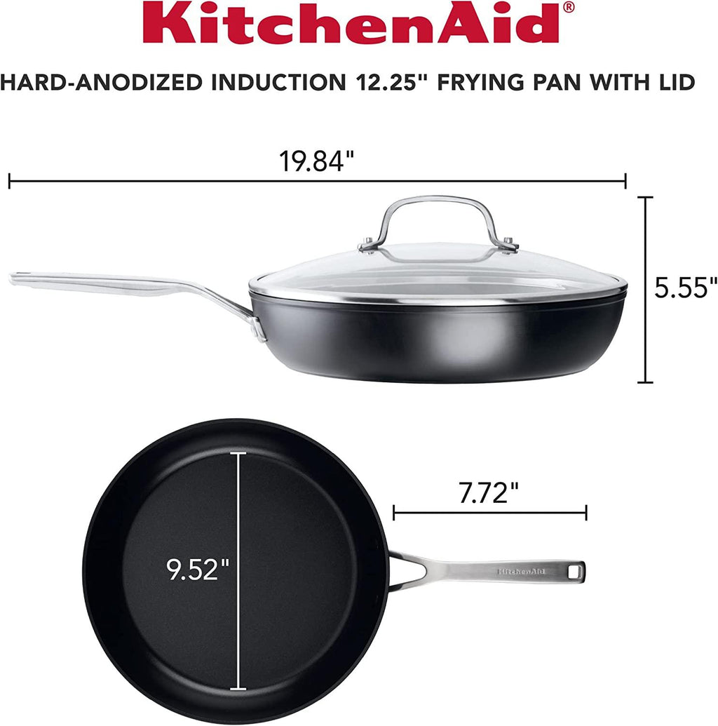 KitchenAid Hard Anodized Induction Nonstick Frying Pans / Skillet Set, 4 Piece - Matte Black