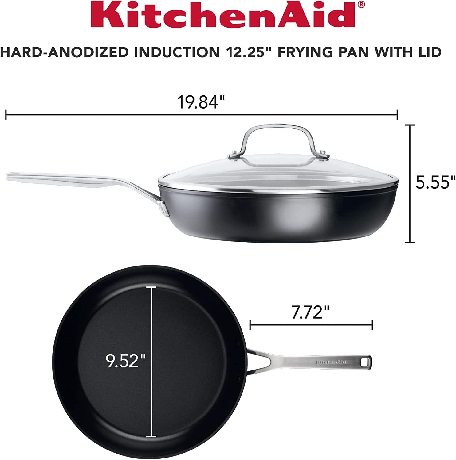 KitchenAid Hard Anodized Induction Nonstick Frying Pans / Skillet Set, 4 Piece - Matte Black