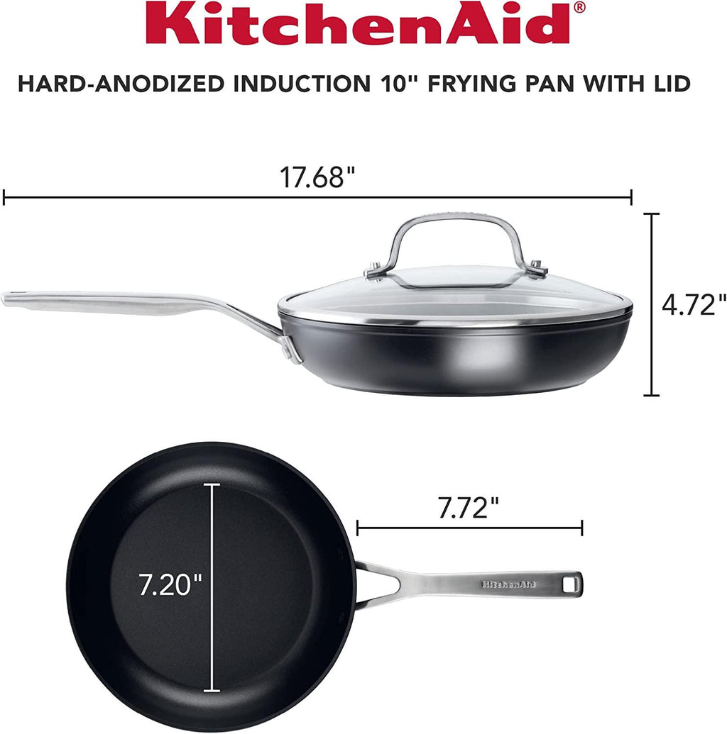 KitchenAid Hard Anodized Induction Nonstick Frying Pans / Skillet Set, 4 Piece - Matte Black
