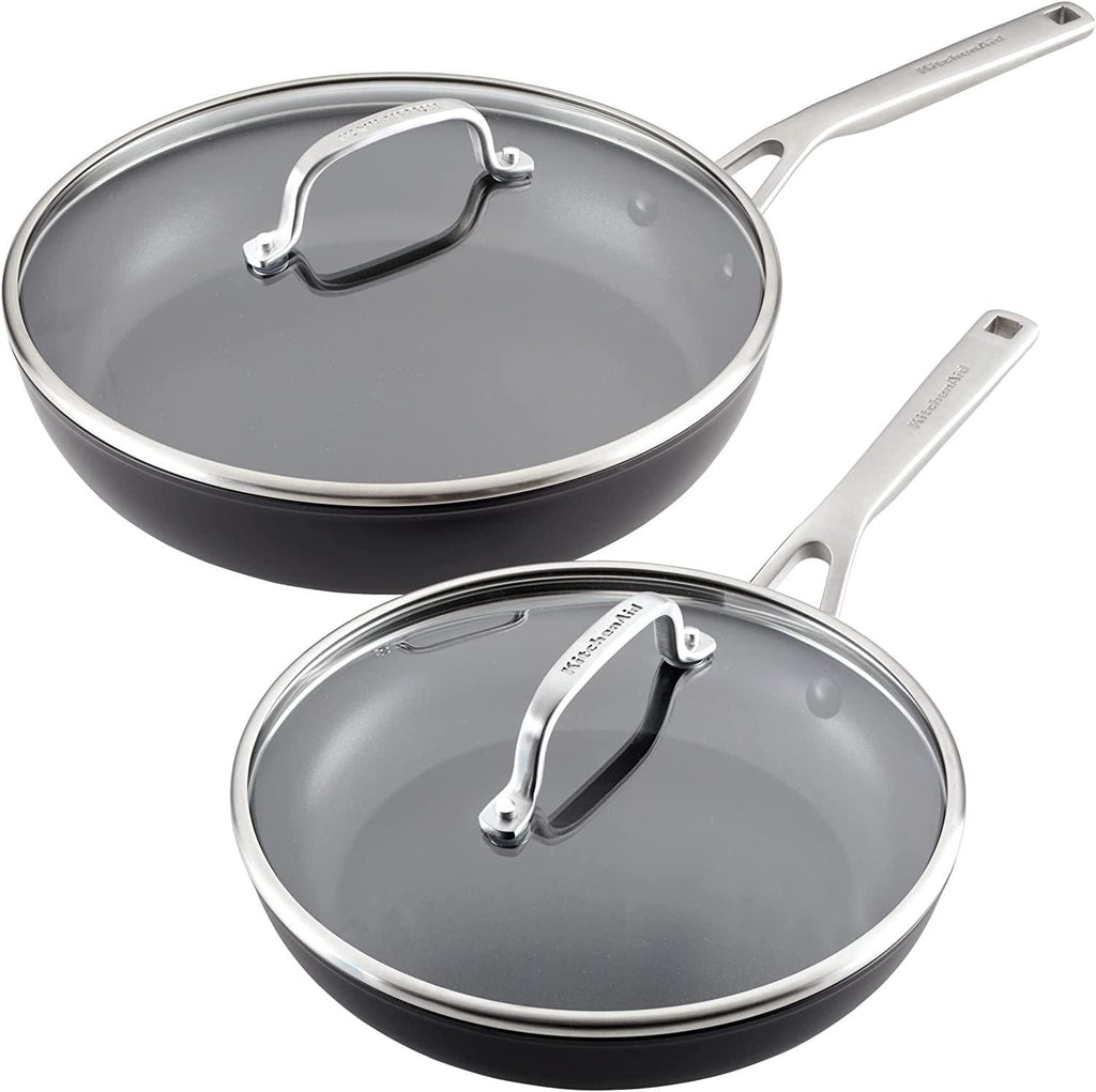 KitchenAid Hard Anodized Induction Nonstick Frying Pans / Skillet Set, 4 Piece - Matte Black