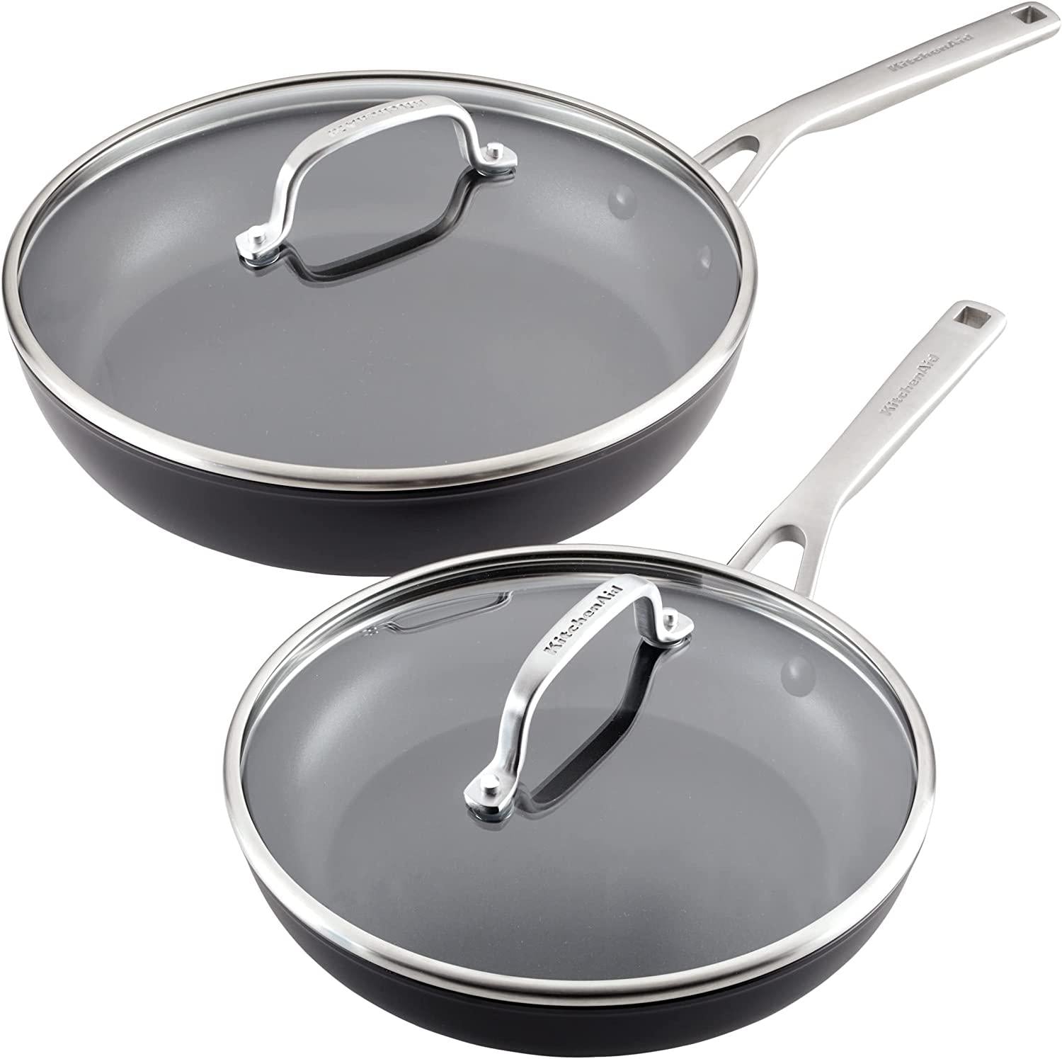 KitchenAid Hard Anodized Induction Nonstick Frying Pans / Skillet Set, 4 Piece - Matte Black