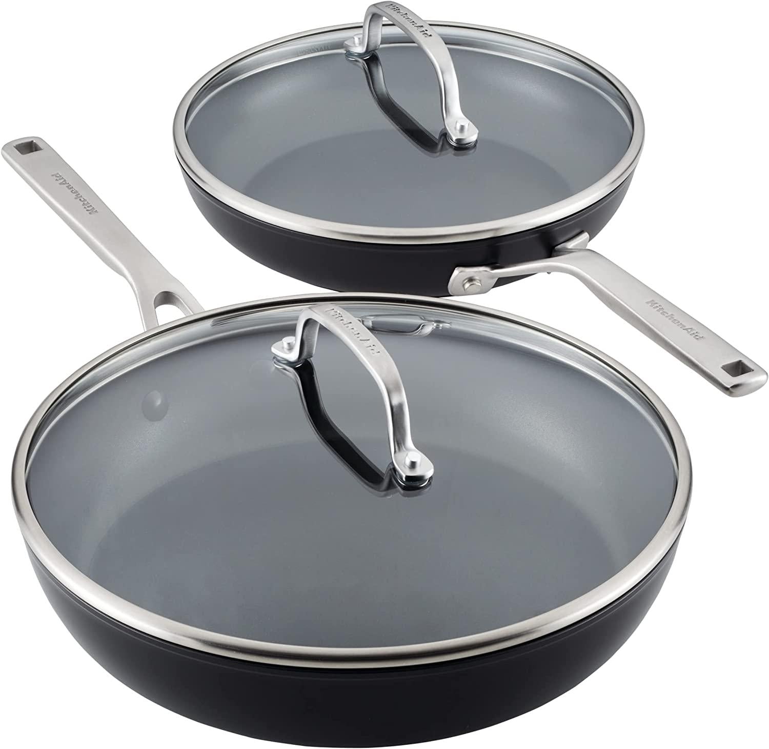 KitchenAid Hard Anodized Induction Nonstick Frying Pans / Skillet Set, 4 Piece - Matte Black