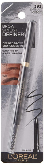 L’Oréal Paris Makeup Brow Definer Waterproof Eyebrow Pencil, Ultra-Fine Mechanical Pencil, Draws Tiny Brow Hairs and Fills in Sparse Areas and Gaps, Soft Black, 0.003 Ounce (Pack of 1)