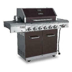 Propane Gas Grill 6-Burner 4-Wheels  Steel Side Burner Mocha