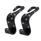 2pcs Artificial Diamond Car Hook, Car Hidden Car StoraHook Creative Car Seat Hook Hanger Car Accessories For Women