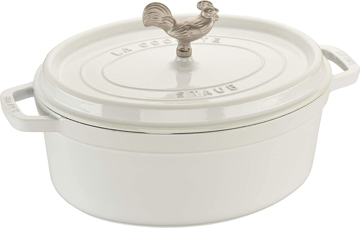 Staub Cast Iron 5.75-qt Coq au Vin Cocotte - White, Made in France