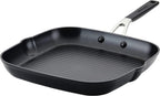KitchenAid Hard Anodized Nonstick Square Grill Pan/Griddle with Pour Spouts, 11.25 Inch, Onyx Black