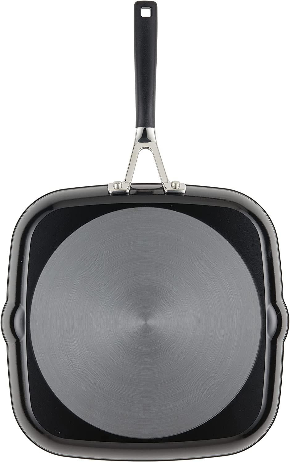 KitchenAid Hard Anodized Nonstick Square Grill Pan/Griddle with Pour Spouts, 11.25 Inch, Onyx Black