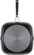 KitchenAid Hard Anodized Nonstick Square Grill Pan/Griddle with Pour Spouts, 11.25 Inch, Onyx Black