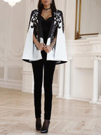 Leisure print Round Collar Cloak