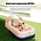 Family Inflatable Kiddie Swimming Pool - Inflatable LounPool with Sunshade Canopy Pool for Kids with One-Button Automatic Inflation,Outdoor Swim Center Water Party,Adults, Infant, Garden, Backyard