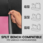 BDK PolyPro Car Seat Covers Full Set in Pink on Black – Front and Rear Split Bench Seat Covers for Cars, Easy to Install Car Seat Cover Set, Car Accessories for Auto Trucks Van SUV