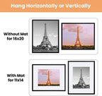 upsimples 16x20 Picture Frame Set of 5, Display Pictures 11x14 with Mat or 16x20 Without Mat,Wall Gallery Poster Frames,Black