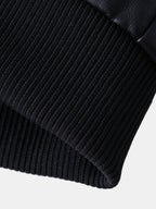 mens washed pu leather zip up pocket detachable hooded elastic hem thick jackets