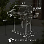 Spirit E-330 3-Burner Liquid Propane Gas Grill In Black With -In Thermomete