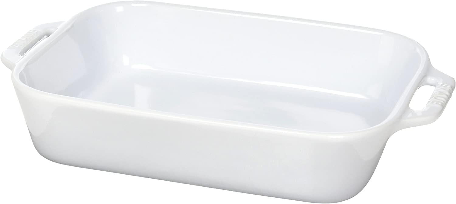 STAUB Ceramics Rectangular Baking Dish, 10.5x7.5-inch, White