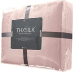 THXSILK Mulberry Silk Duvet Cover, 7A+ Top Grade Silk Comforter Cover, High End Collection Down Comforter Quilt Cover with Zipper Closure - Seamless, Ultra Soft, Durable, (Queen, Charming Pink)