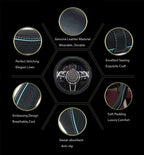 Car Steering Wheel Cover,Anti-Slip, Safety, Soft, Breathable,Heavy Duty, Thick,Full Surround,Sports Style (Black with Light Blue Line)