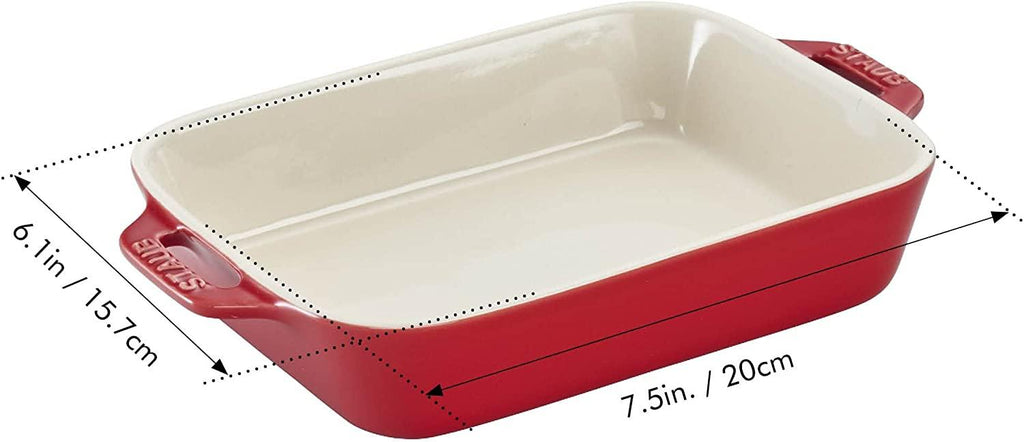 STAUB Ceramics Rectangular Baking Dish, 7.5x6-inch, Cherry