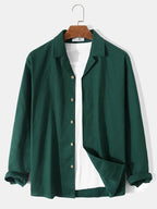 mens pure color revere collar shirts basics two pieces outfits with sweatpants