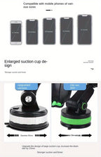 Multifunctional Mobile Phone Holder 360 Retractable Rotary Adjustment Universal Car Phone Bracket Fixed Shockproof Mobile Stand Big Support LarTruck Interior Washable Strong Sticky Gel Pad