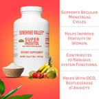 Sunshine Valley Super Inositol Vitamin B8 Powder for Women—Inositol Powder for Anxiety & Mood Support—100% Vegan, Non GMO, Gluten-Free Powdered Dietary Supplement