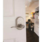 Z-Wave SmartCode Lifetime Satin Nickel Electronic Tustin Door Lever Featuring SmartKey Security