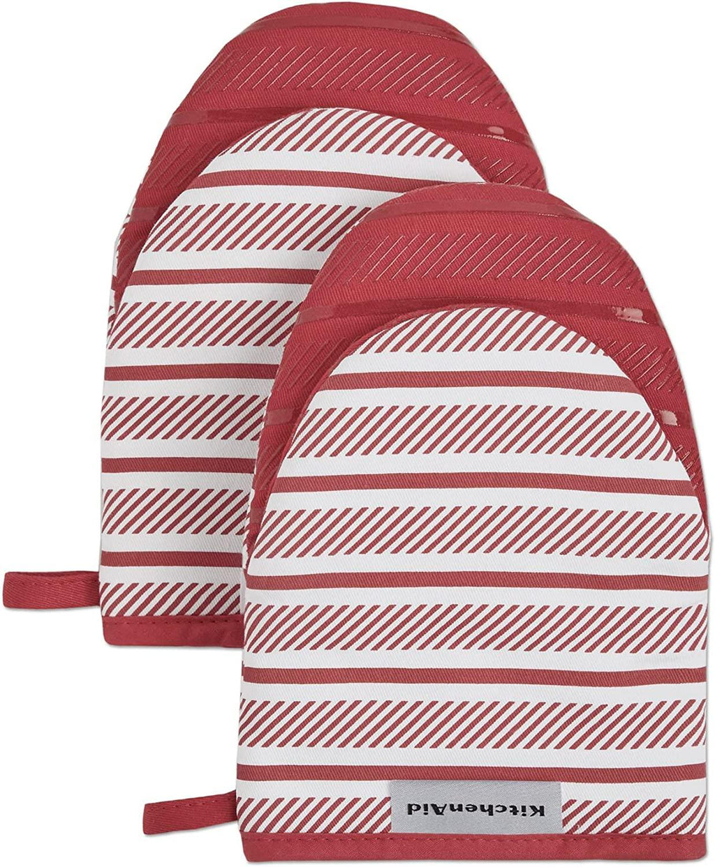 KitchenAid Albany Mini Cotton Oven Mitts with Silicone Grip, 5.5"x8", Passion Red 2 Count