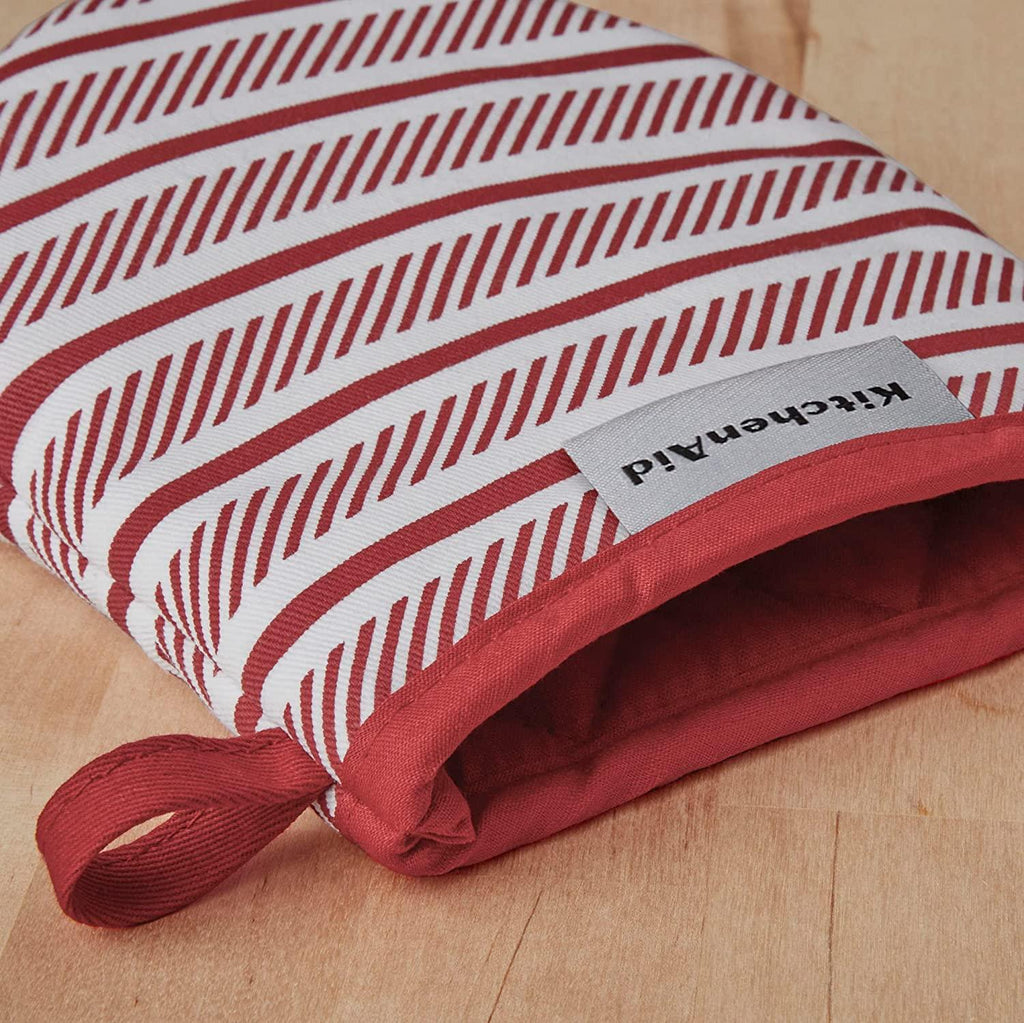 KitchenAid Albany Mini Cotton Oven Mitts with Silicone Grip, 5.5"x8", Passion Red 2 Count
