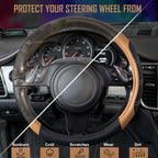 CAR PASS Line Rider Microfiber Leather Sporty Steering Wheel Cover Universal Fits for 95% Truck,SUV,Cars, Anti-Slip Safety Comfortable Desgin (Black Beige)