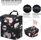 Vankor Car Trash Can for Car Cute, Car Trash Bag Bin Hanging Waterproof Automotive Car Garbage Cans Leak Proof Vehicle Trash Can Black Floral