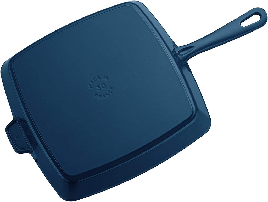 Staub Cast Iron 12-inch Square Grill Pan - Dark Blue, Made in France