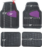 FH Group Automotive Floor Mats - Heavy-Duty Rubber Floor Mats for Cars, Universal Fit Full Set, Climaproof Floor Mats, Trimmable Floor Mats for Most Sedan, SUV, Truck Floor Mats Purple