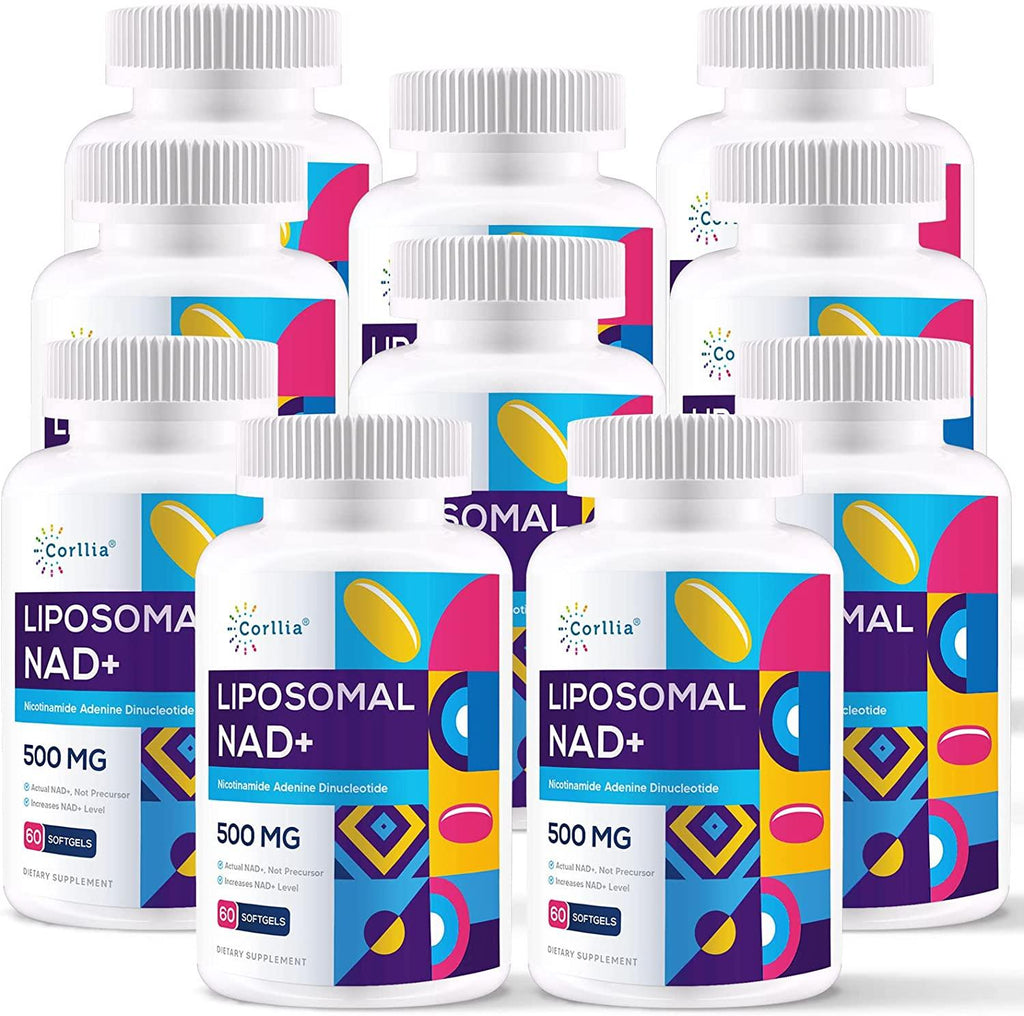 Liposomal NAD+ 500mg with TMG 250mg Softgels, Nicotinamide Riboside & NMN Alternative to Boost NAD+ Levels, Actual NAD+ Supplement for Energy, Metabolism and Longevity (10 Bottles-600 Softgels)