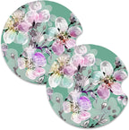 Nipichsha Car Cup Holder Coasters, Car Coasters for Cup Holders, 2 Pack Anti Slip Insert Coasters, Rubber Car Cup Mat with A Finger Notch, Cute Car Interior Accessories for Women Men(Plum Flower)