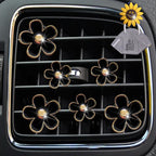 6 Pcs Daisy Air Vent Clips, Cute Flower Air Conditioning Outlet Clip Car Air Fresheners Vent Clips Car Interior Decor Charm Car Decoration Cute Car Accessories for Women Girls + Mask Hook (Black)