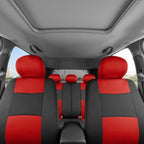 BDK PolyPro Car Seat Covers Full Set in Red on Black – Front and Rear Split Bench Seat Covers, Easy to Install, Accessories for Auto Trucks Van SUV