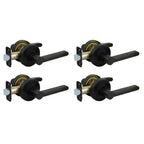 TonbridMatte Black Hall and Closet Door Lever with Round Rose (4-Pack)